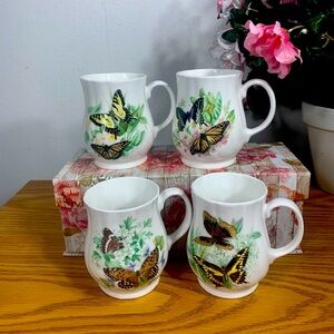 Rosewood Bone China Mugs Butterfly Collection Staffordshire England